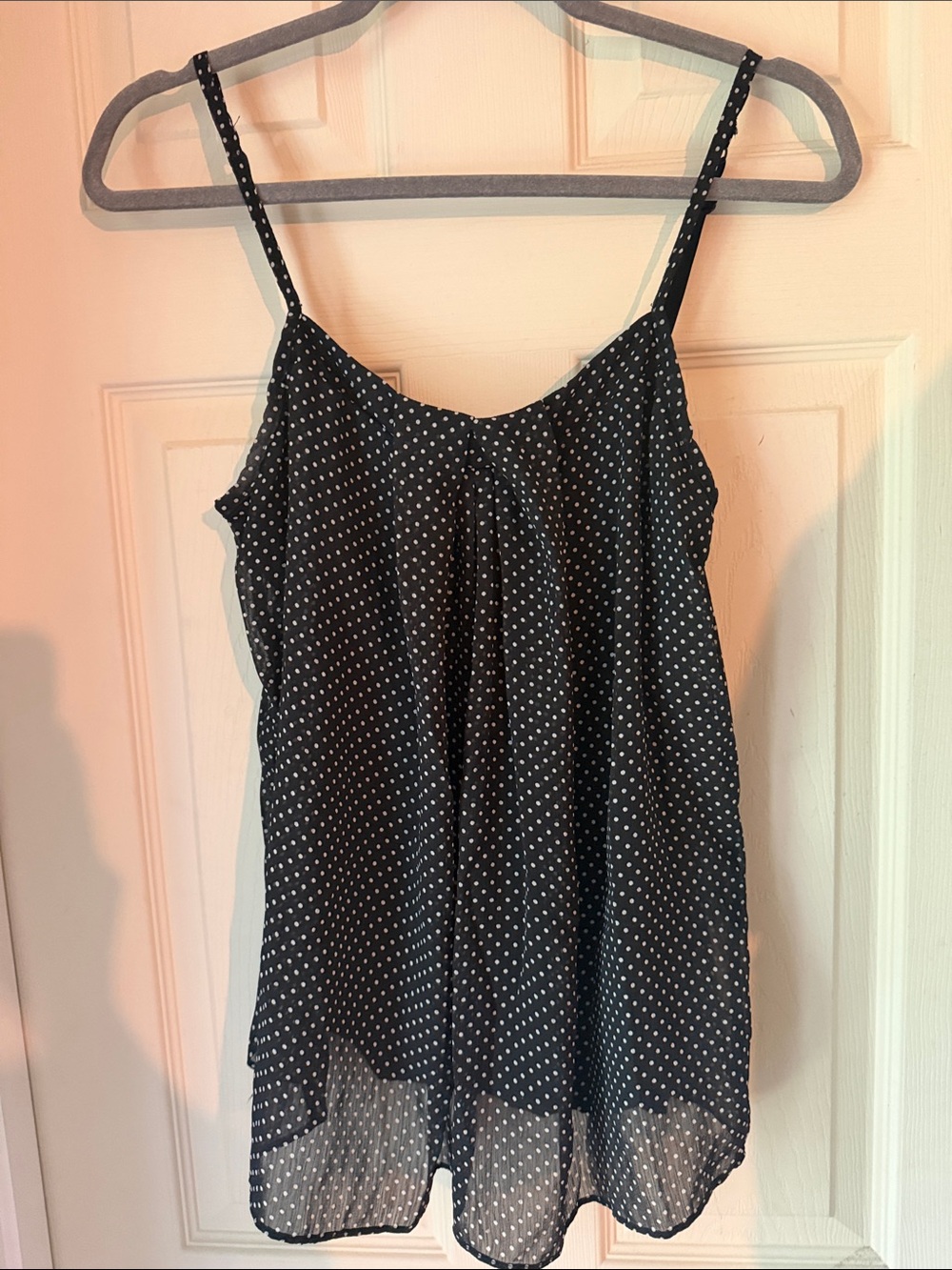 New York & Company Black Polka Dot Camisole Tank Top